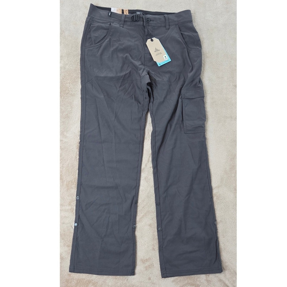 PrAna Stretch Zion Pant II Men's 30" Size 31 Gray Relaxed Fit Straight Cargo NEW
